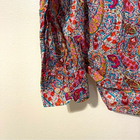 J.Crew 100% Cotton Large Paisley Print Button-up Long Sleeve Shirt Women's - Picture 2 of 5